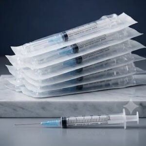 Jeringa desechable 3 ml azul con aguja